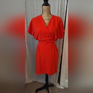Topshop Bold Orange Wrap Dress